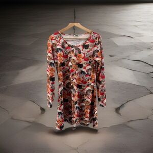 Tipsy Elves Women Meowy Christmas Cat Dress Large Long Sleeve